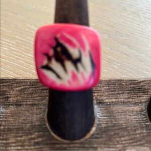 Pink and Black Abstract Ring